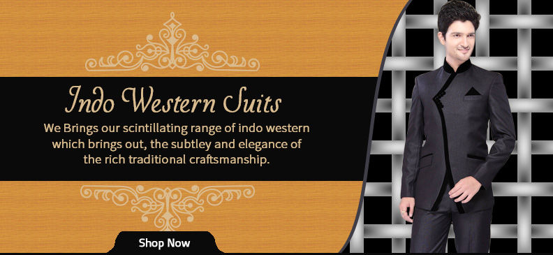 Beige Designer Indian Reception Party Wear Indo Western Suit