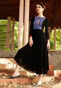 Embroidered Georgette Tunic In Black Embroidered Georgette Tunic In Black