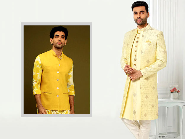 2-Piece Suit Yellow (Kurta) Men Party Wear Churidar Suits at Rs 900/piece  in Mumbai