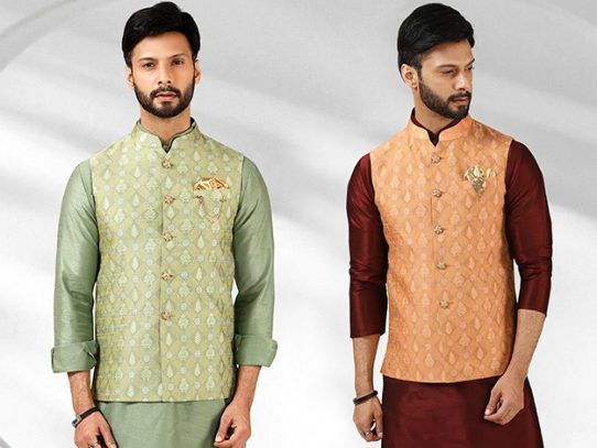 Buy Turquoise Jacquard Engagement Nehru Jackets Online : 264167 -