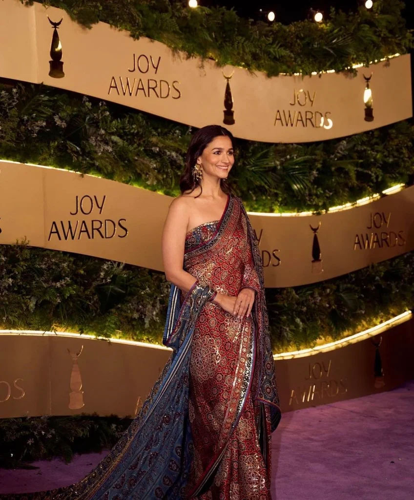 Ajrakh Saree: Alia Bhat’s Regal Elegance