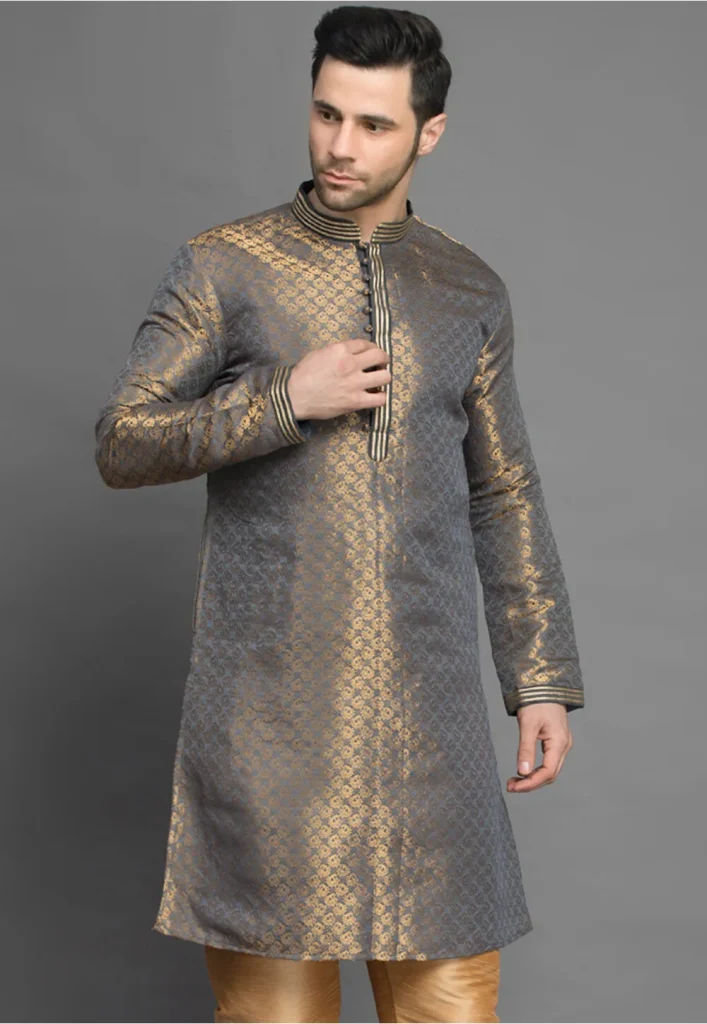 Brocade Kurta in Grey