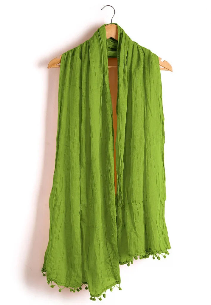 Plain Cotton Dupatta in Green
