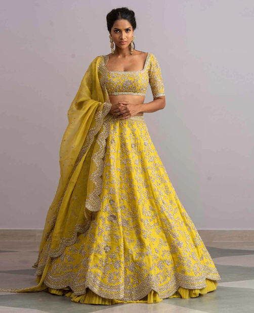 Anushree Reddy’s Mustard Lehenga Set with Cutwork