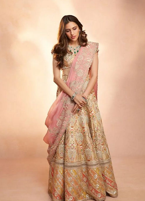 Shloka Mehta’s Delightful Yellow and Pink Lehenga