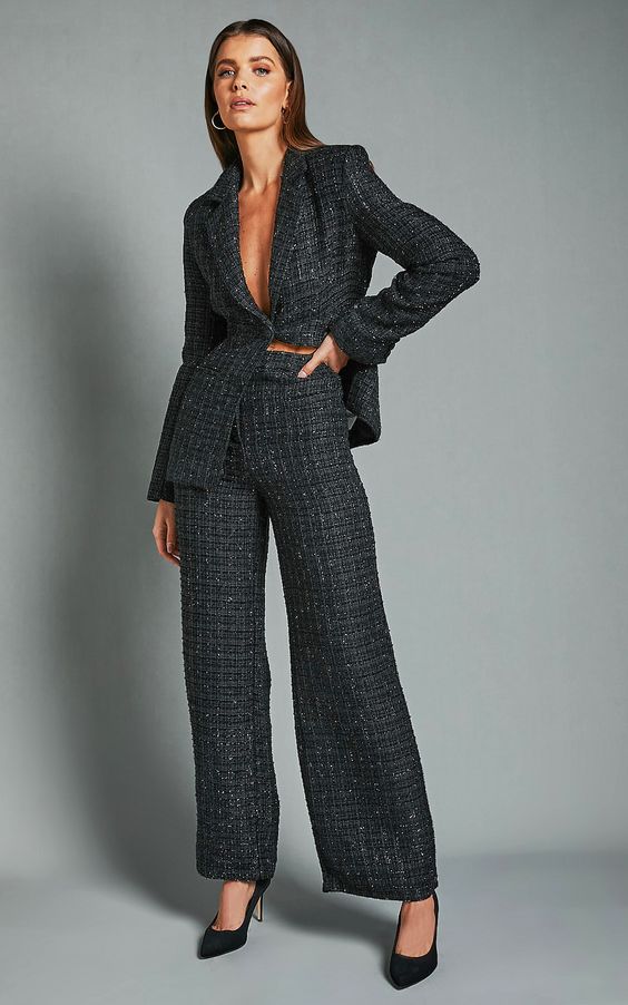 Step into timeless elegance with a tweed blazer