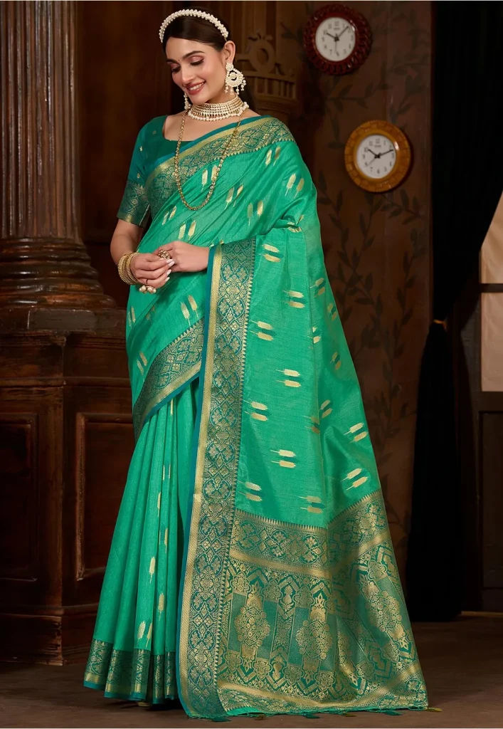 Kanchipuram Saree in Teal Green