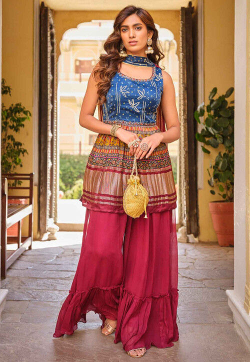 Digital Printed Art Silk Pakistani Suit