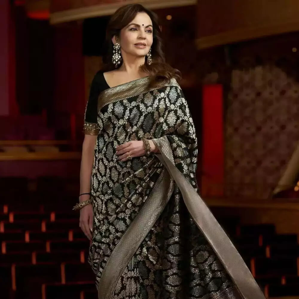Black Banarasi Handwoven Saree- Nita Ambani