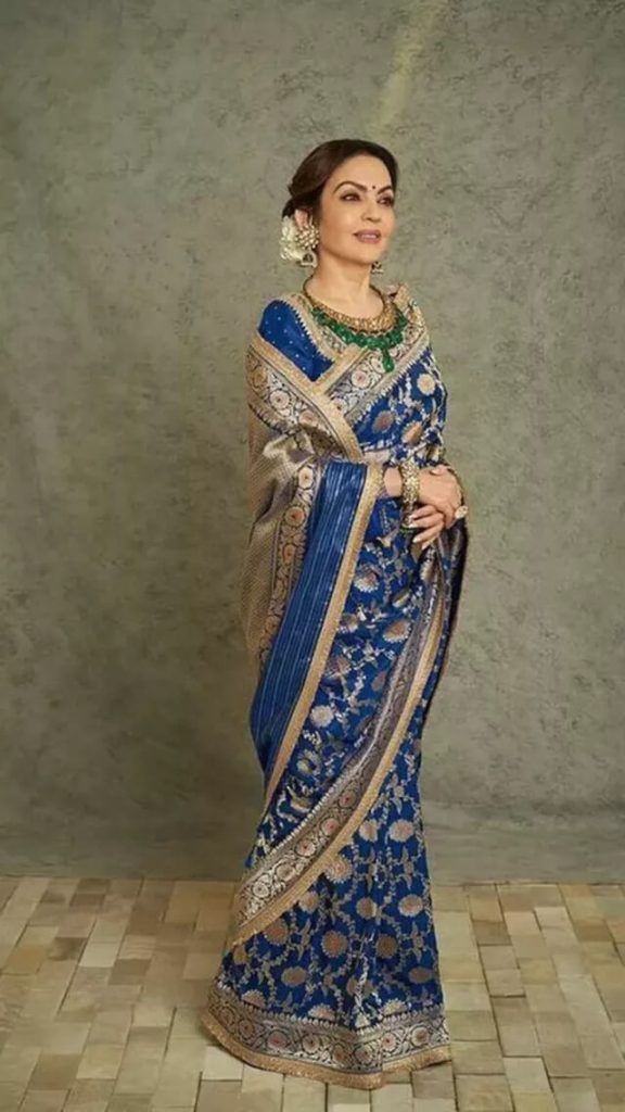 Dark Blue Banarasi Silk Sari- Nita Ambani