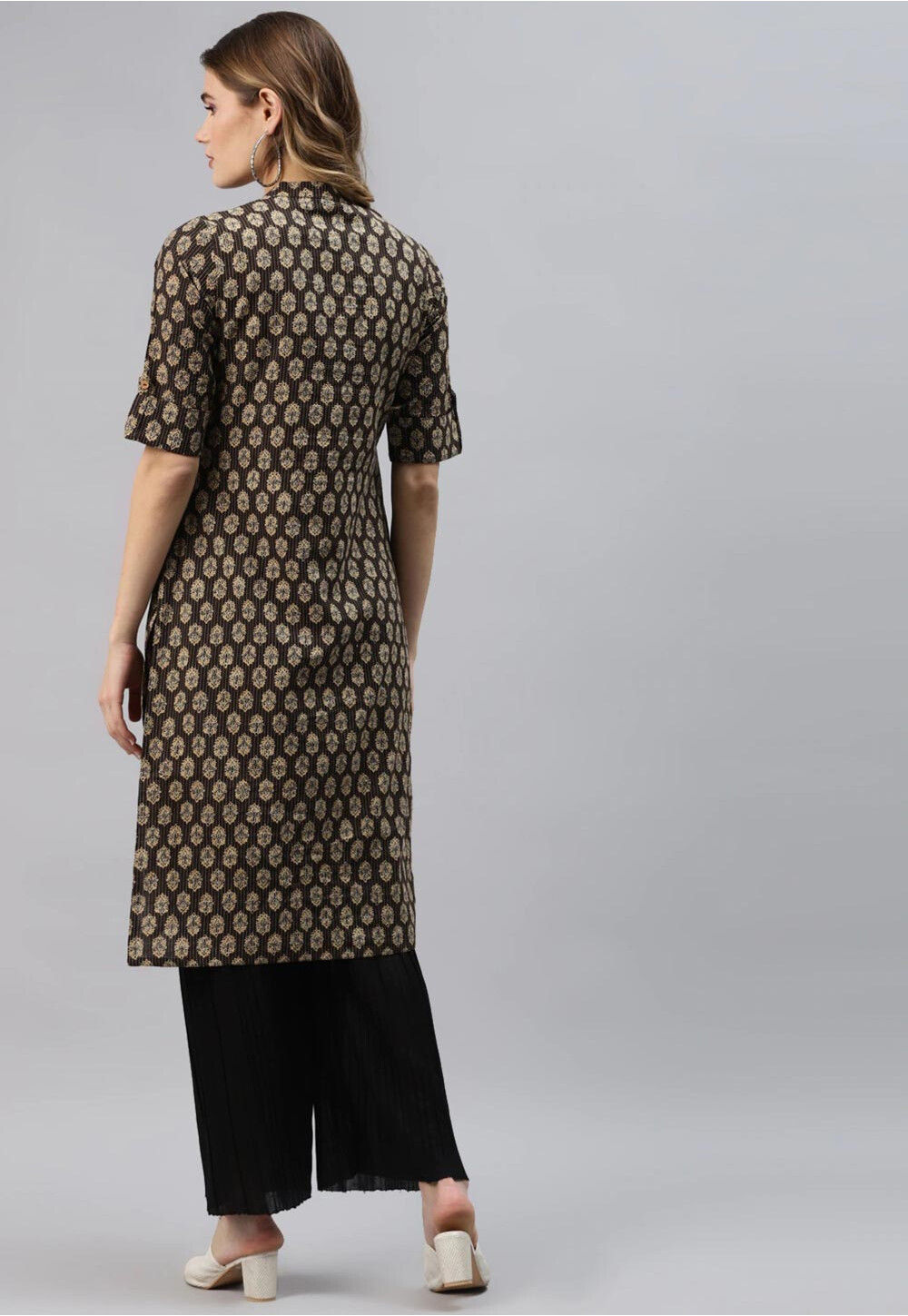 Brown - Block Printed Cotton Straight Ajrakh Kurta 03 main image 0