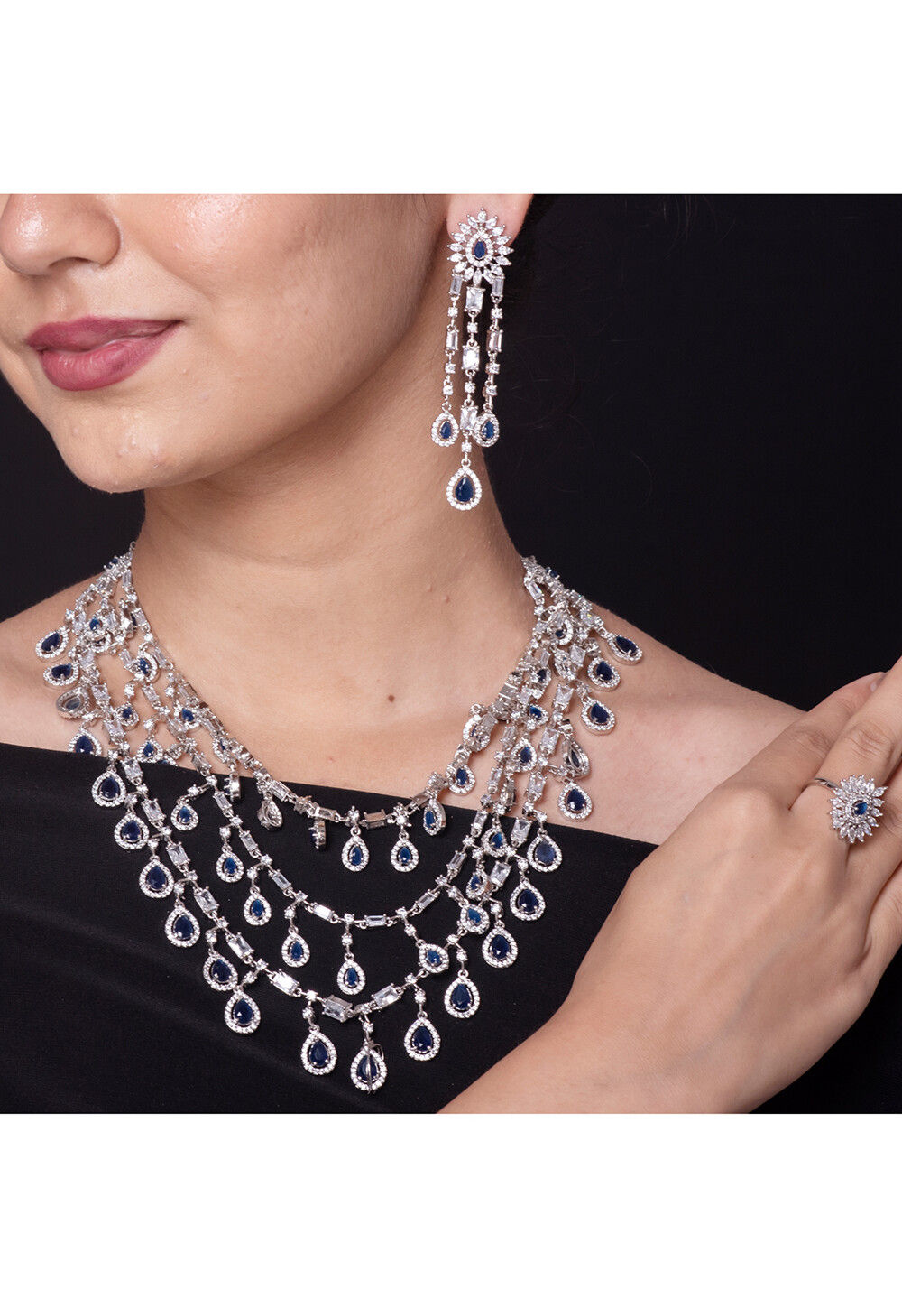 OLLUU Silver Layered Diamond Necklace – OLLUU Sterling Silver Jewellery