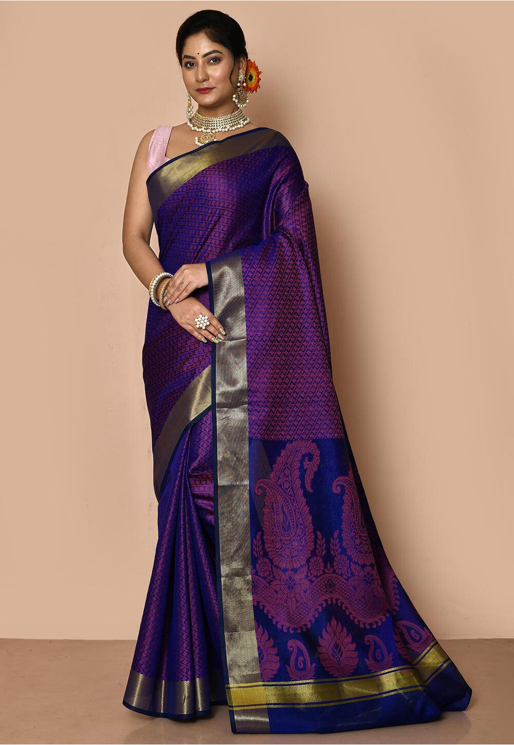 Buy Banarasi Saree In Navy Blue Online Snca555 Utsav Fashion