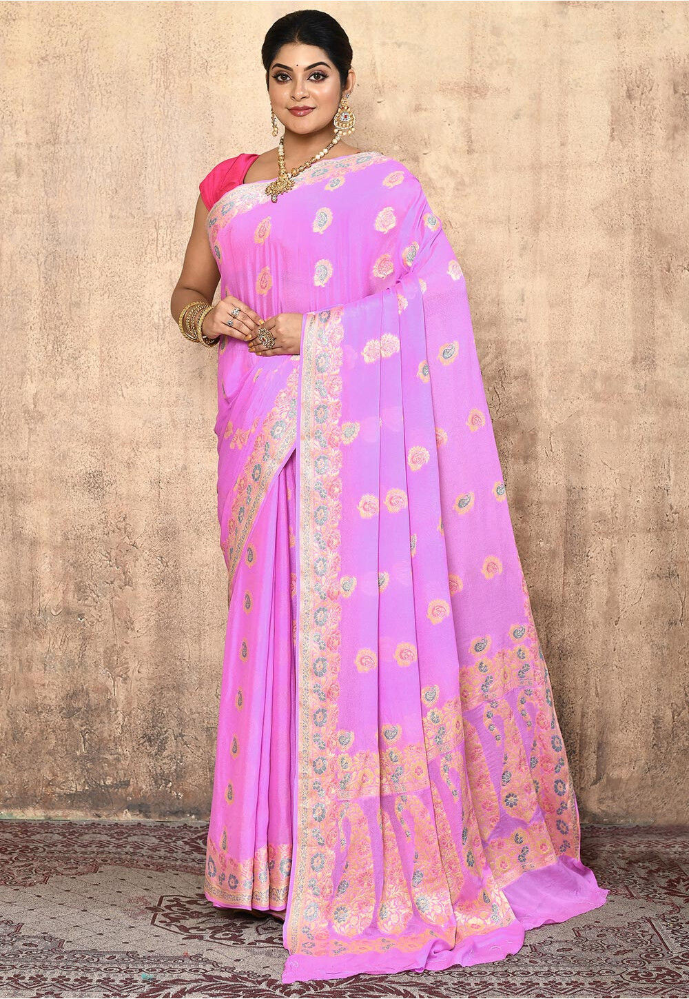 Light pink fancy tussar embroidered Designer saree with intricate motifs  all over the saree, embroidered border