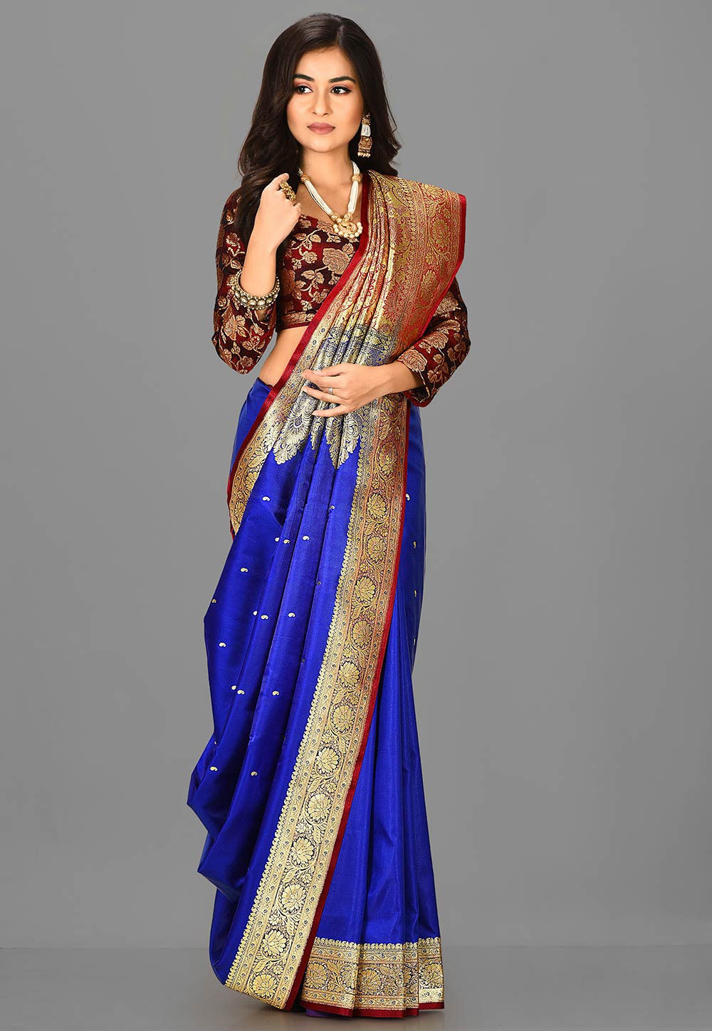 Buy JAYANTI REDDY Pink Banarasi Silk Saree With Blouse Online | Aza  Fashions | Saree blouse designs latest, Draping fashion, Silk saree blouse  designs