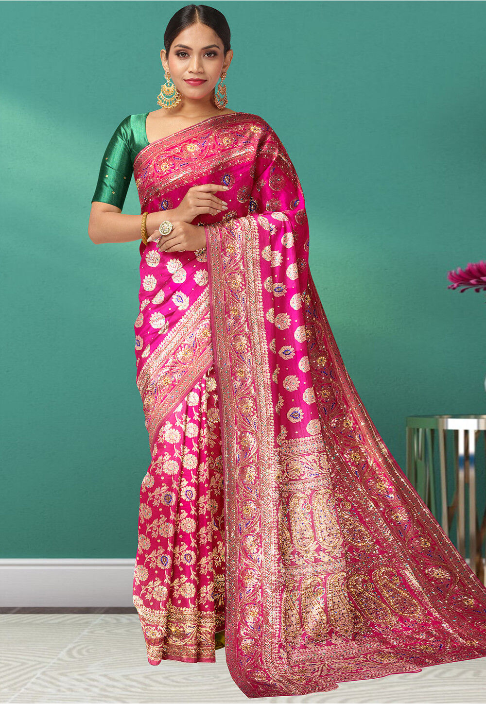 Buy Banarasi Saree in Magenta Online : SEH3713 - Utsav Fashion