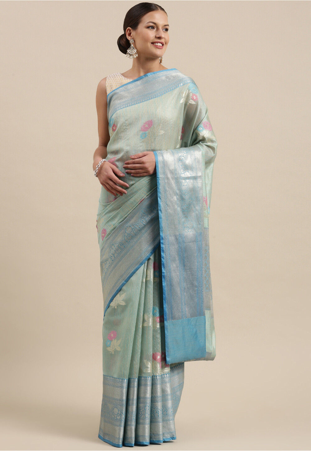 Buy Banarasi Saree in Pastel Green Online SUNA1622 Utsav Fashion