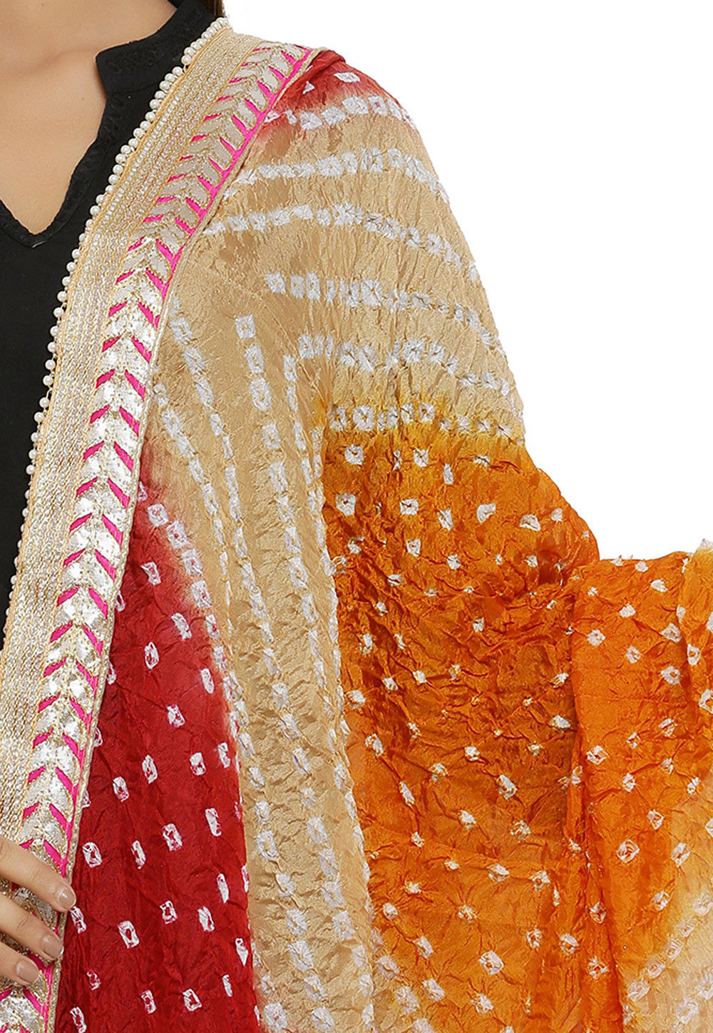 Buy Bandhej Art Silk Dupatta in Beige and Red Online : BRJ521 - Utsav ...