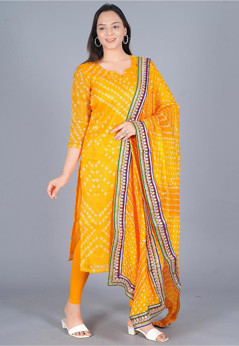 Buy Bandhej Printed Art Silk Dupatta in Shaded Yellow Online : BNJ1159 ...
