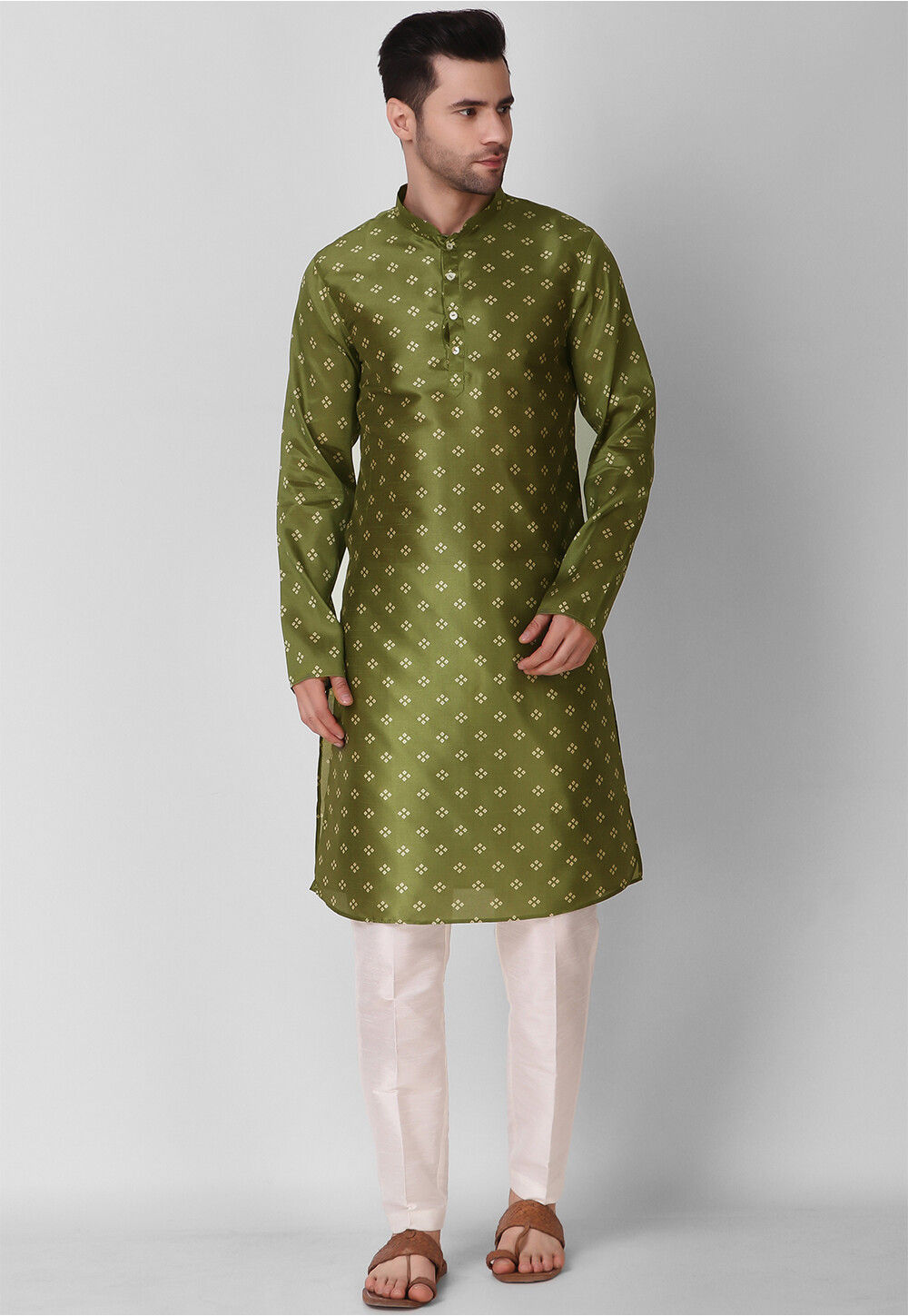 Girl'S Yellow Bandhej Printed Kurta Set