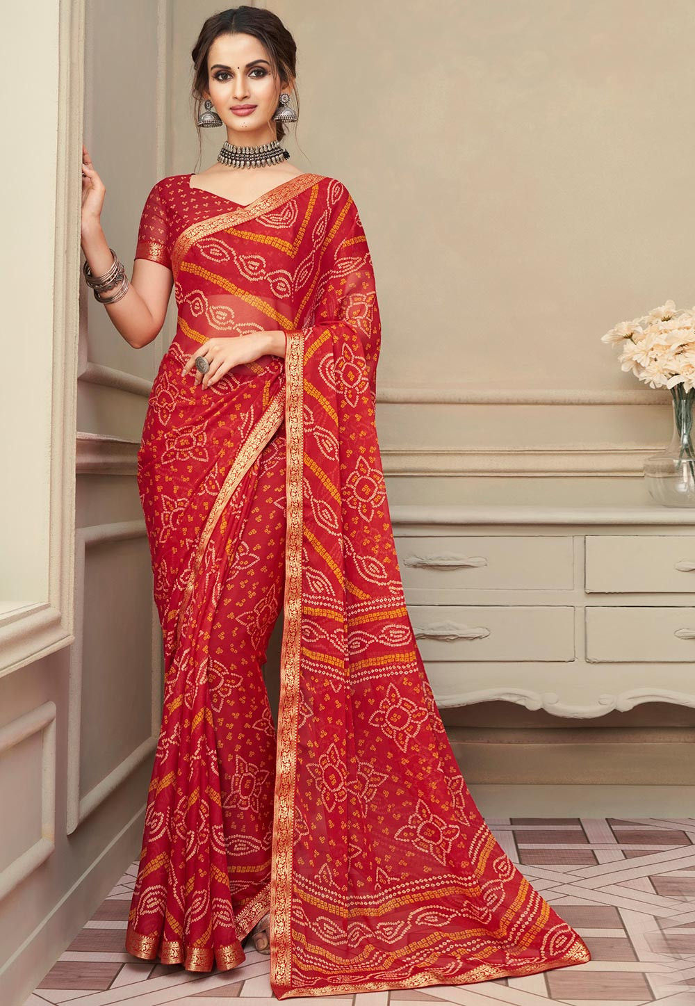 Red Colour Stylewell Saarika New Latest Designer Fancy Chiffon Saree  Collection 842 - The Ethnic World