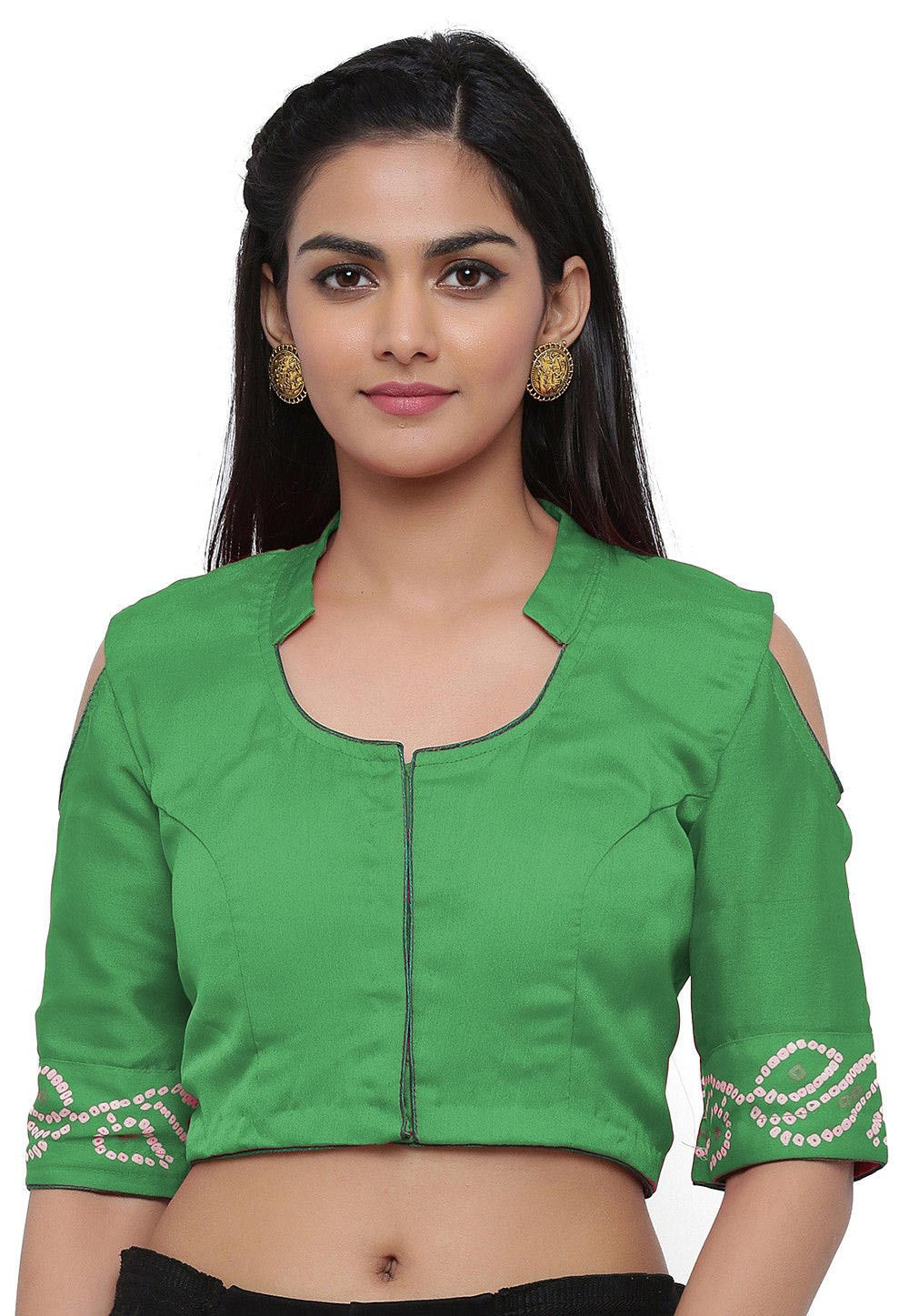Buy Bandhej Printed Crepe Blouse in Green Online UUX584 Utsav Fashion