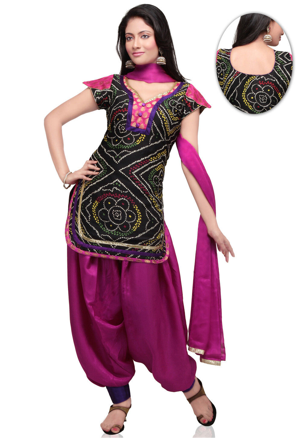 turquoise Cotton Salwar Suit Dupatta Bandhani Dress Material - Divine  International Trading Co - 3278646