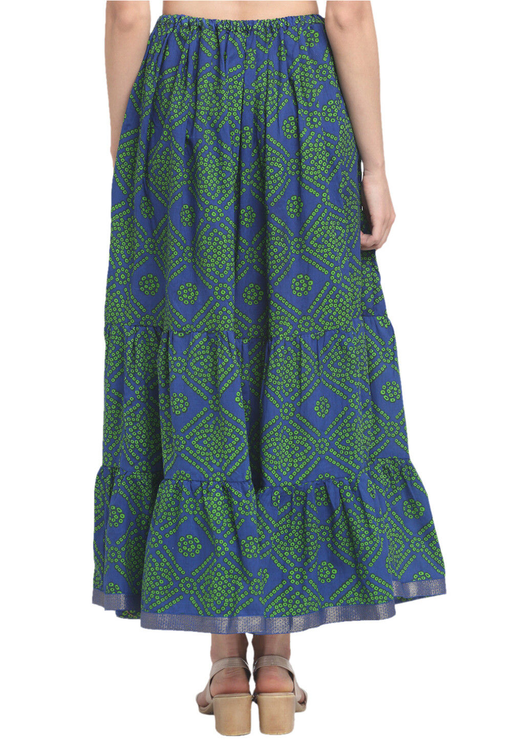 Buy Bandhej Pure Cotton Tiered Skirt in Navy Blue Online : BRJ807 ...