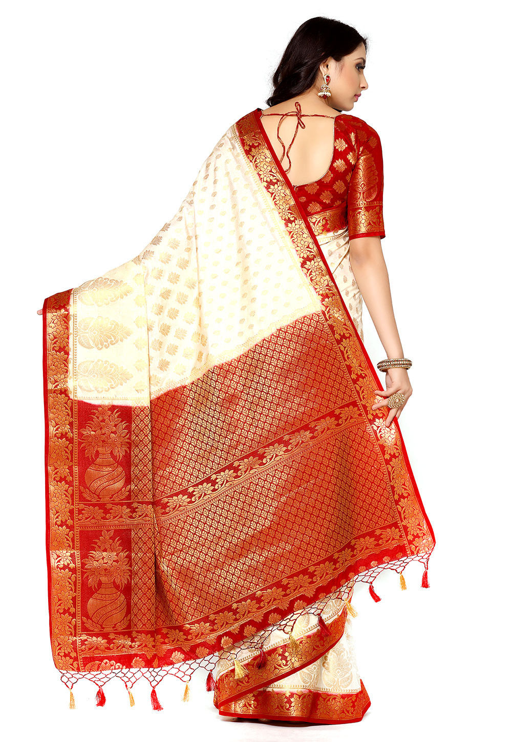 Buy Bangalore Silk Saree in Cream Online SNGA136 Utsav Fashion