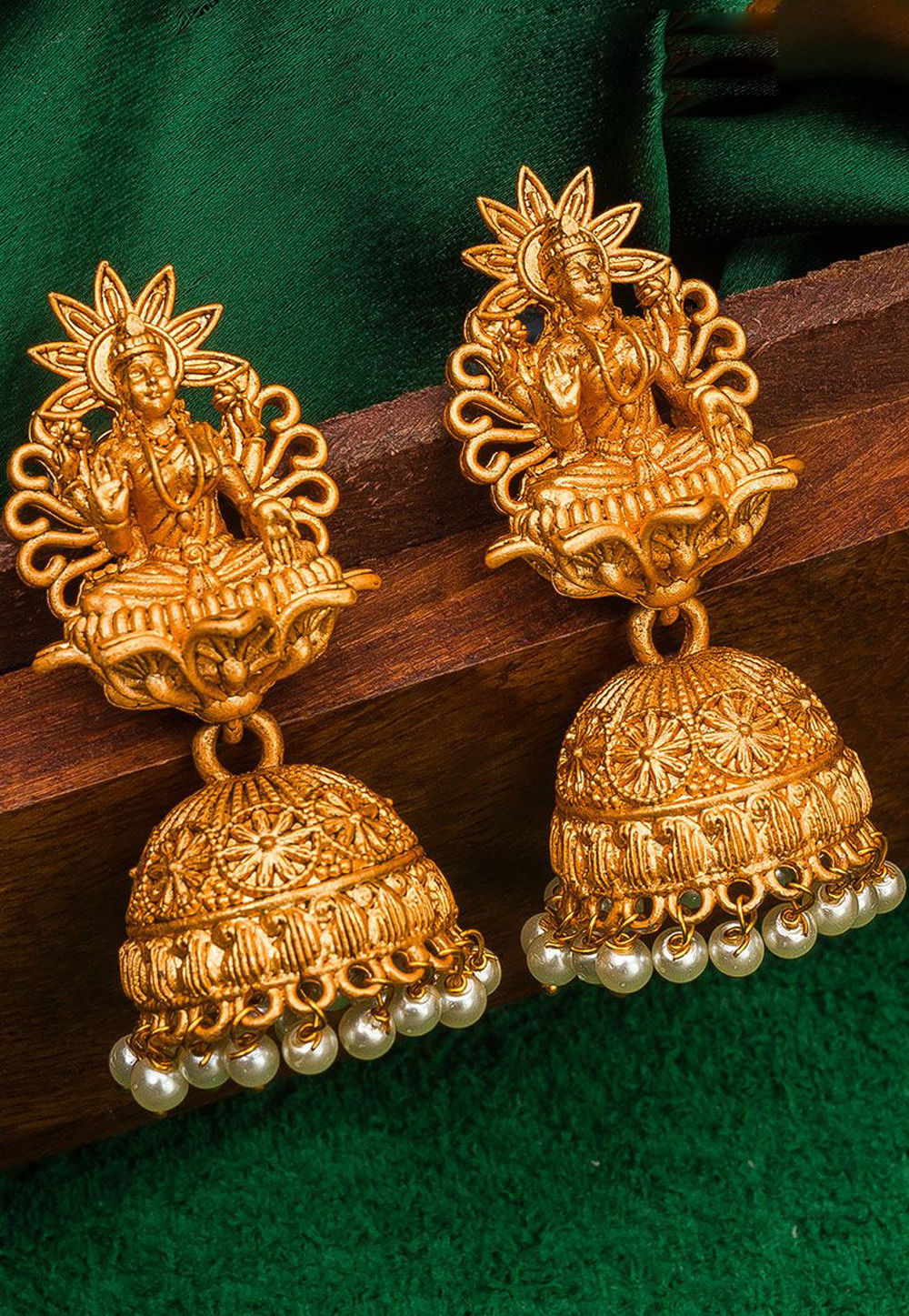 Exquisite Traditional Temple Design Gold Drop Earrings
