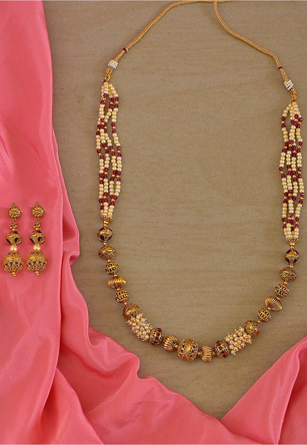 ZEVAR I Pearl Beaded Multilayered Long Necklace Set – Zevar