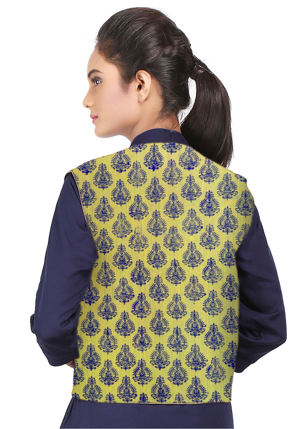 Yellow Cotton Block Printed Ethnic Jacket ACJ16