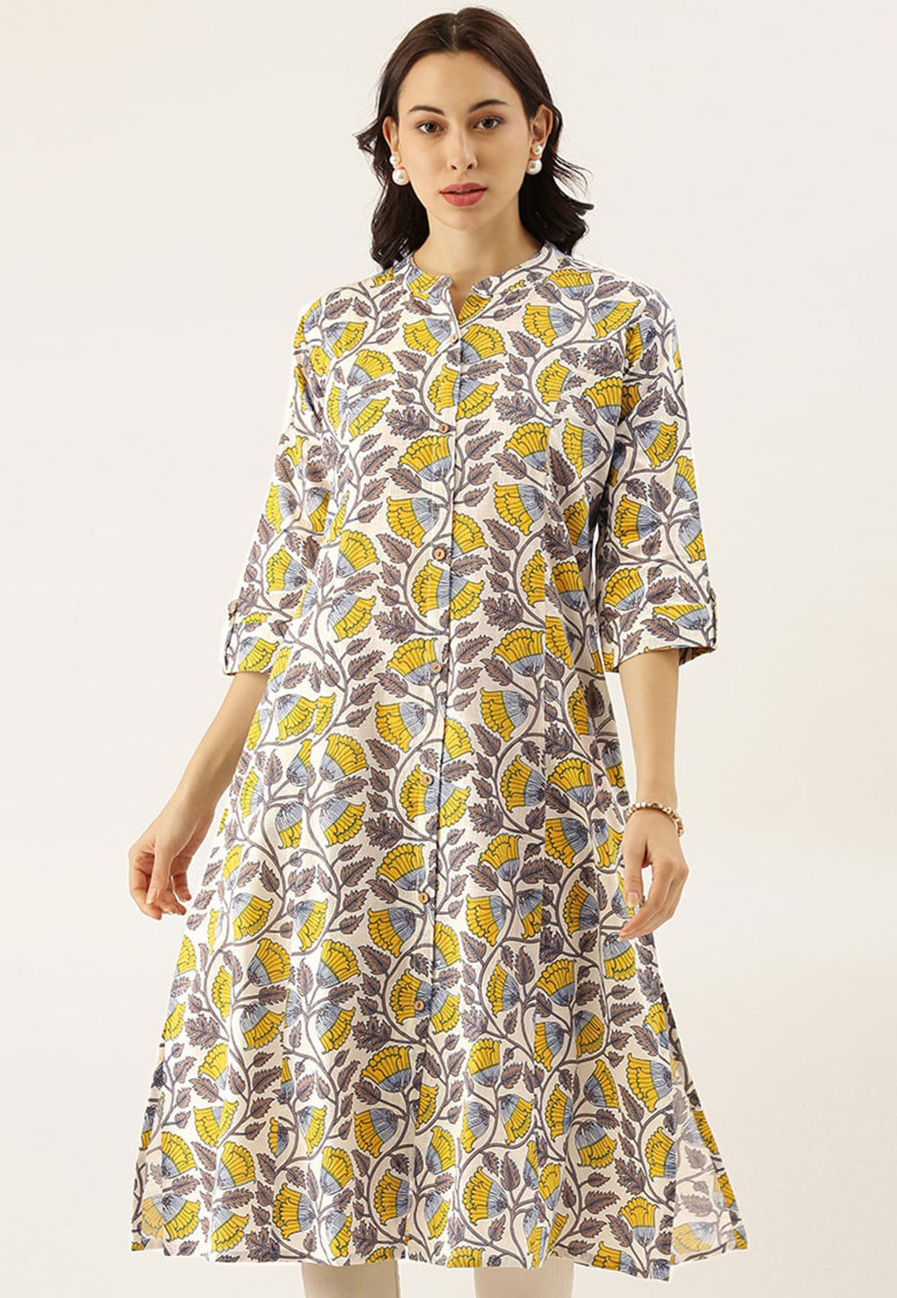 block print a line kurti
