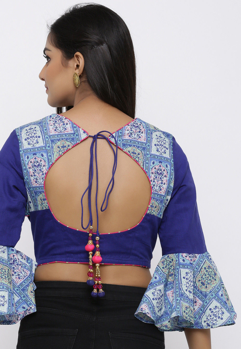Grey - Block Printed Cotton Blouse Piece 37