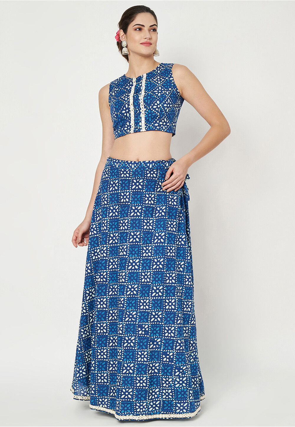 Navy Blue Block R Buy Block Printed Cotton Blouse in Navy Blue Online : UVP228 - Utsav ...