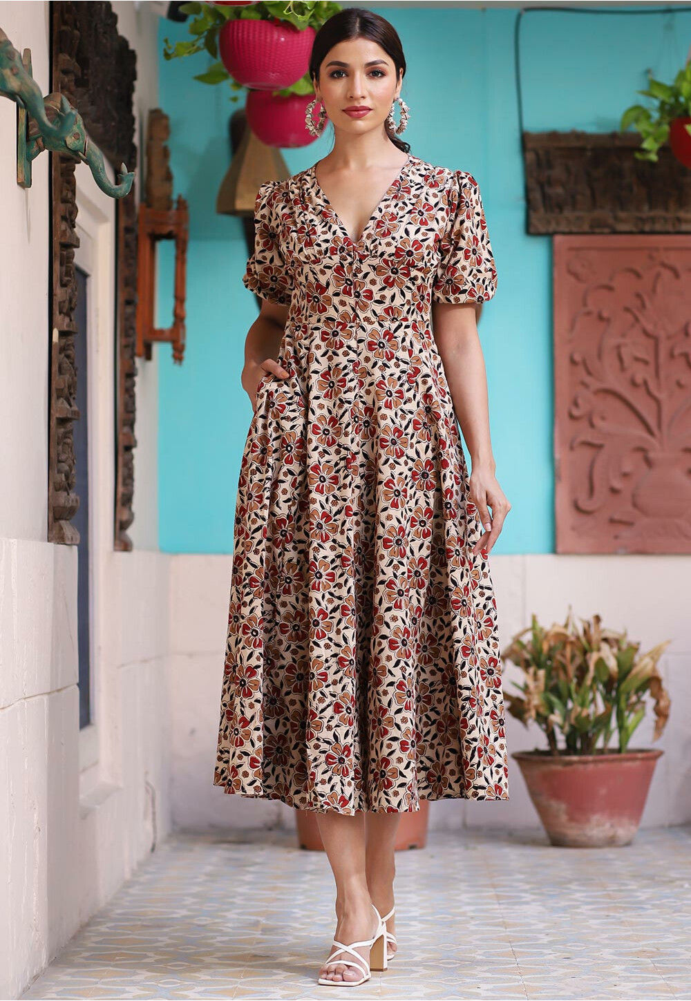 Cotton dress with print