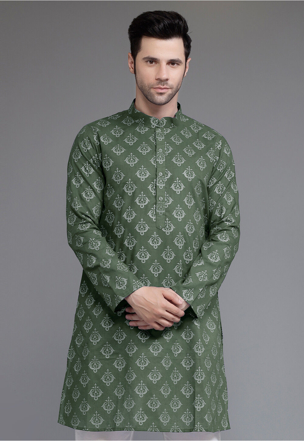 Olive Sunshine Sleeveless Block Printed COTTON Kurta
