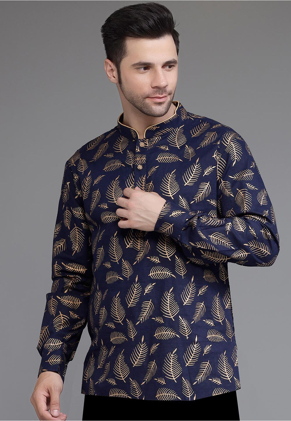 DENNISON Fish Block Printed Cotton Short Kurta main image 0