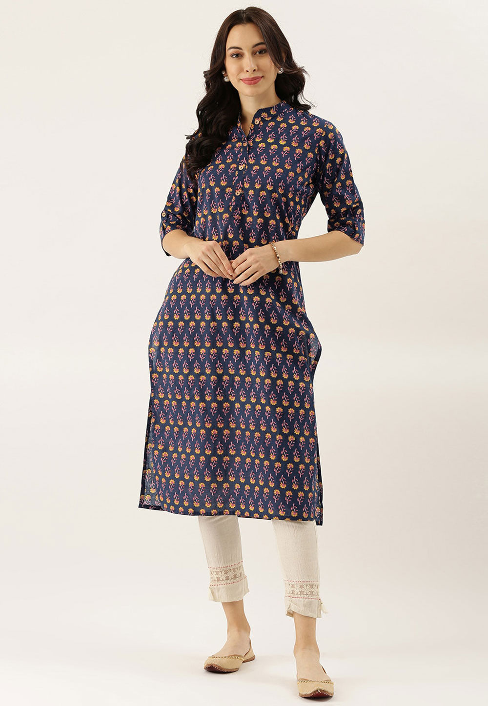 Black - Jahota Block Printed Cotton Straight Kurta 01 main image 0