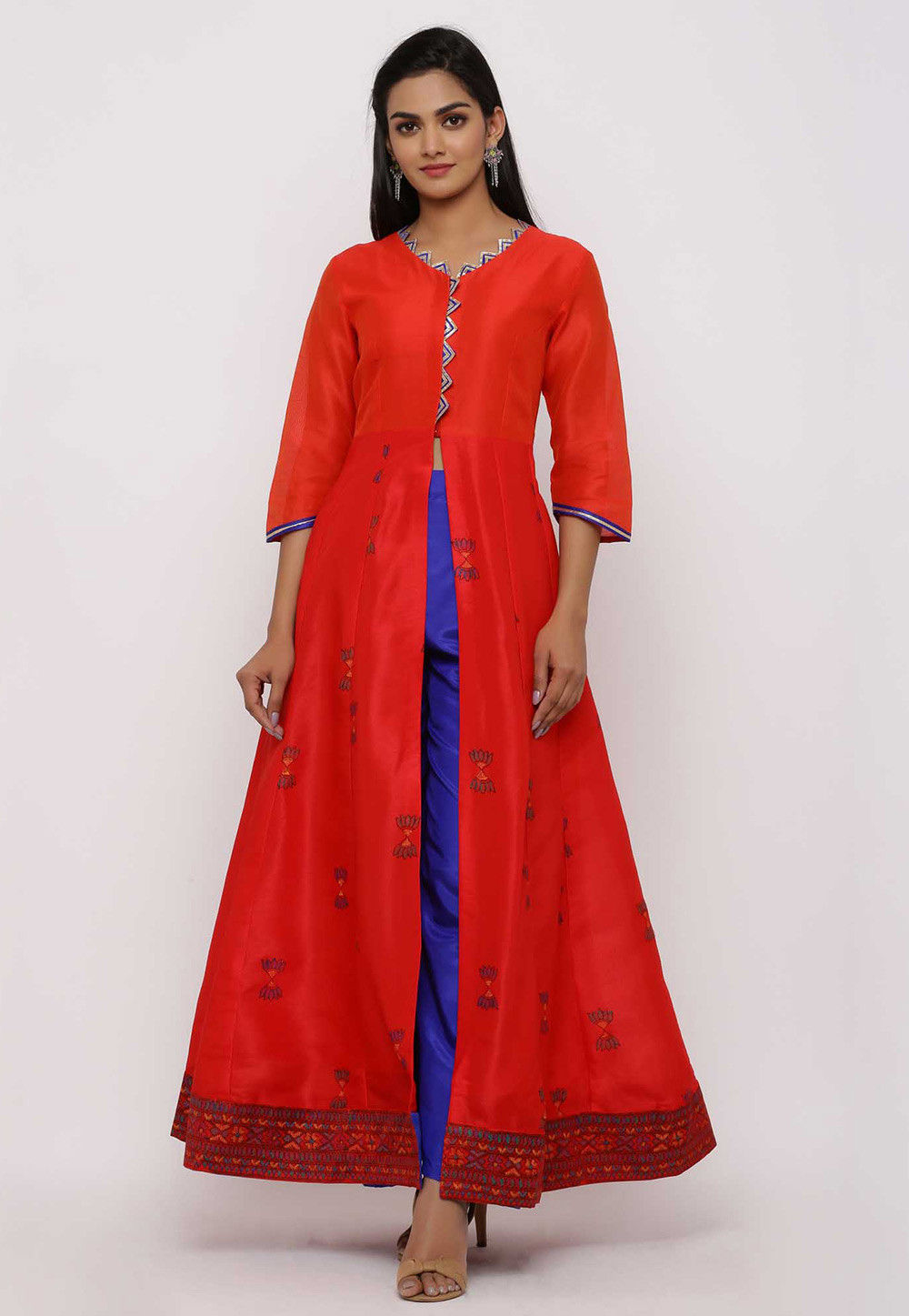 Printed Banarasi Silk Long Frock Dress, Anarkali, Half Sleeves at Rs  850/piece in Dehradun