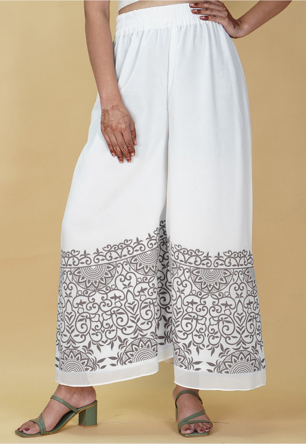 White georgette palazzo on sale