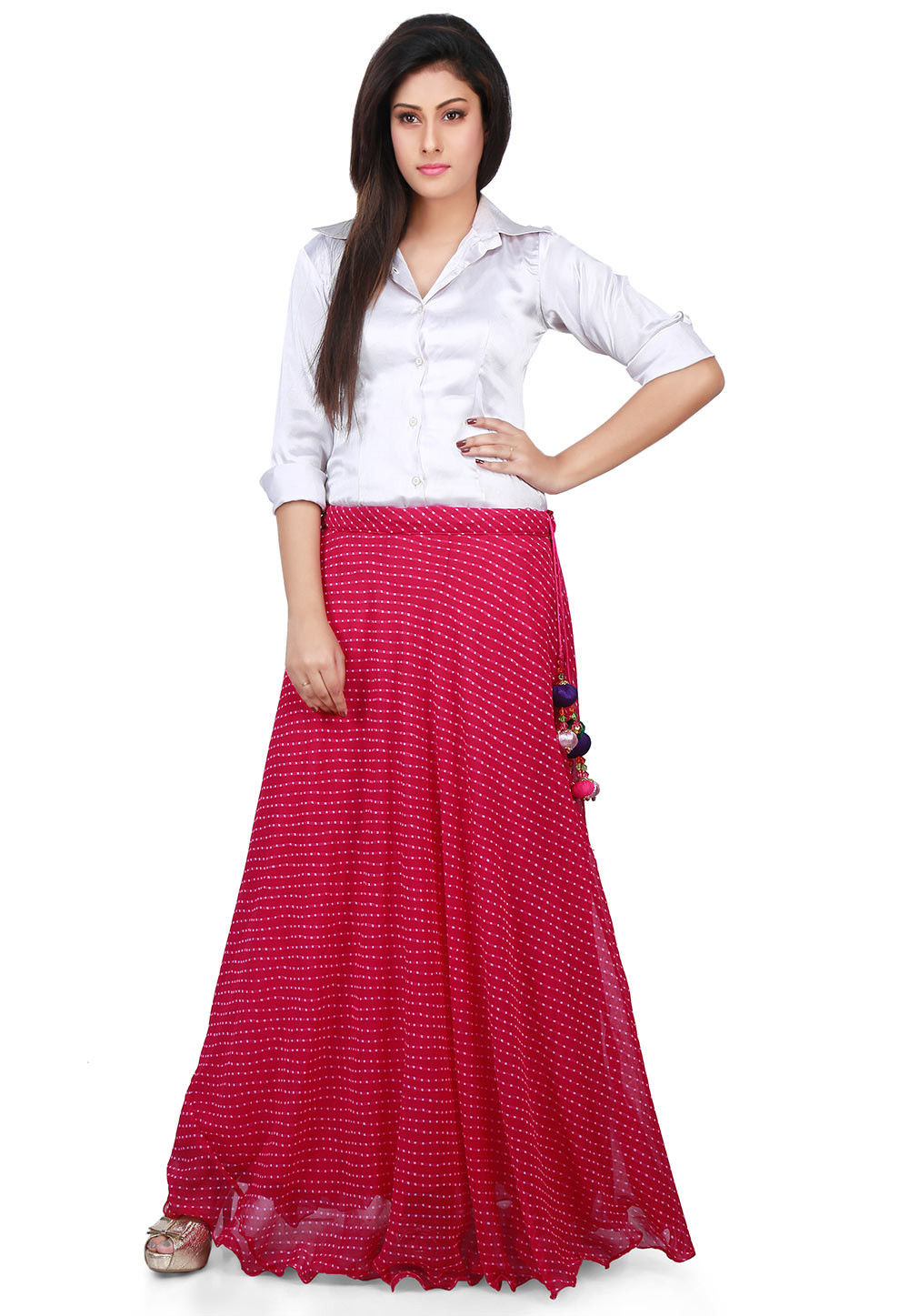 Buy Lehariya Georgette Long Skirt in Pink Online : BNJ234 - Utsav Fashion