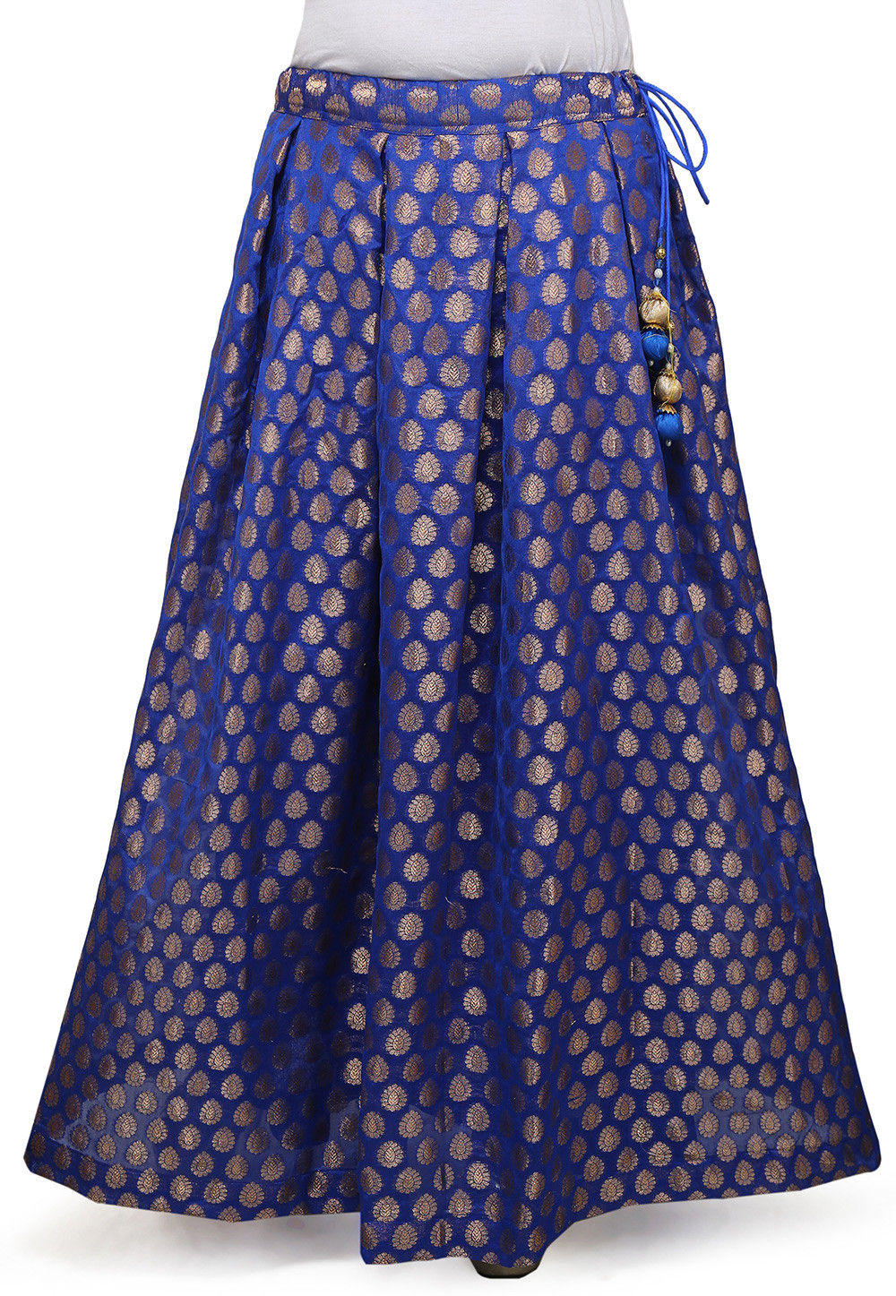Buy Women Navy Chanderi Floral Anarkali Skirt Online at Sassafras