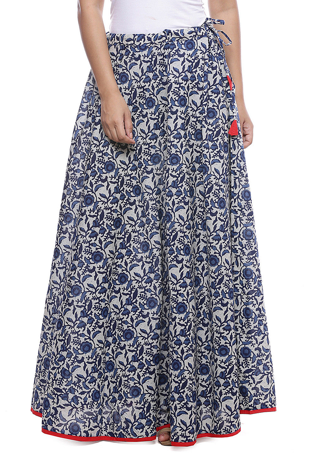 Buy Block Printed Cotton Skirt in Off White and Blue Online : BRJ424 ...