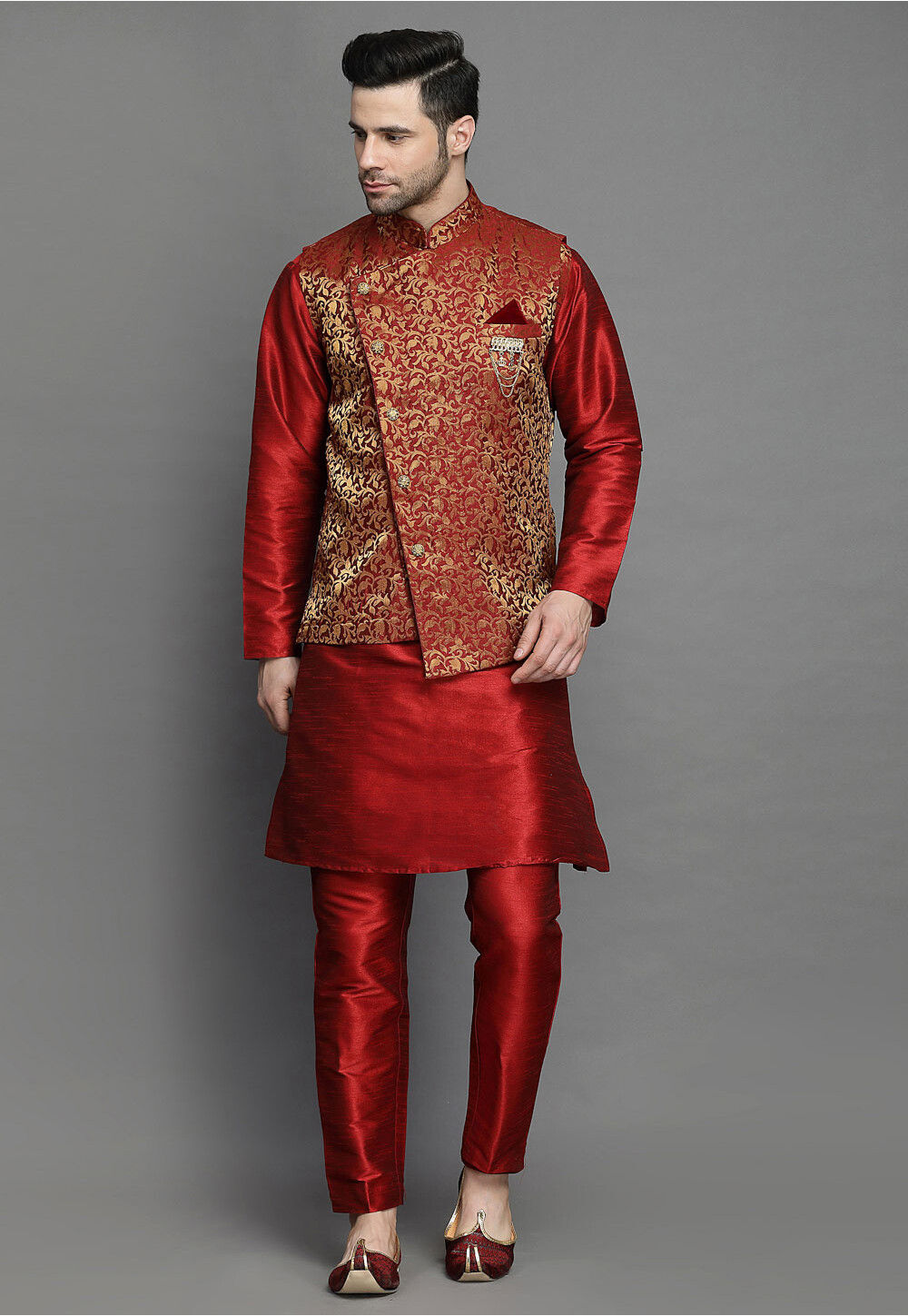 ウェア Mahardhika brocade-art-silk-kurta-set-in-