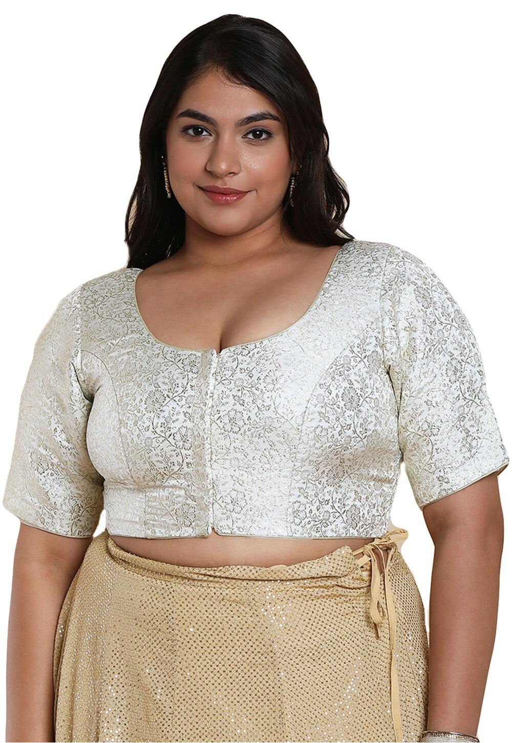 Brocade Blouse in Off White UVC1165