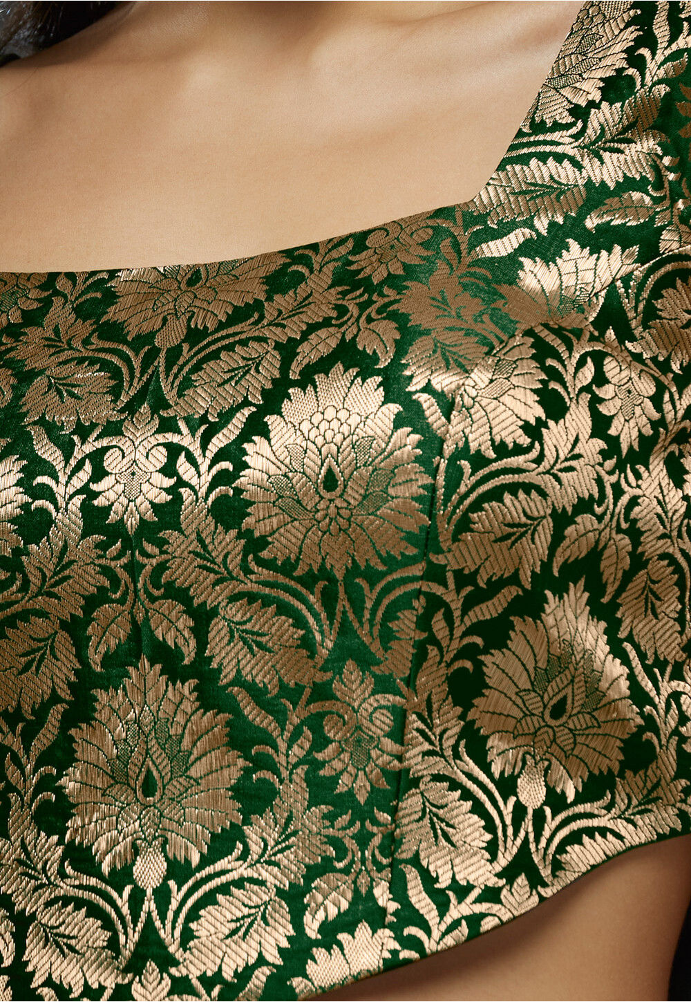 Dark Green Brocade Blouse Material main image 0