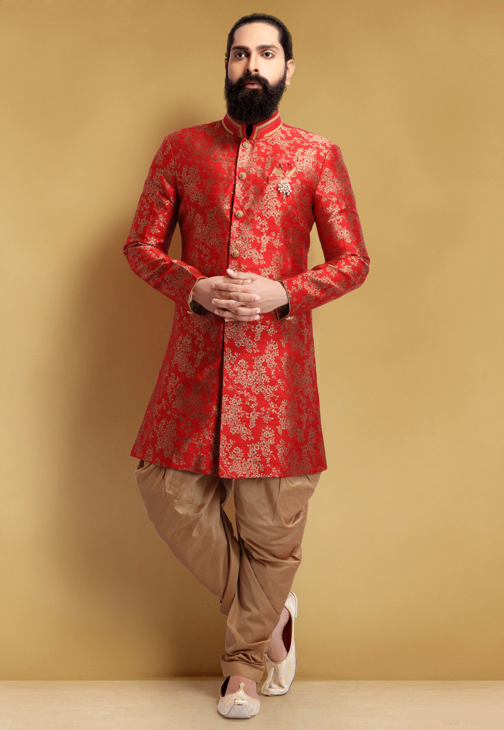 Solid Color Art Silk Jodhpuri Suit in Baby pink : MUY308