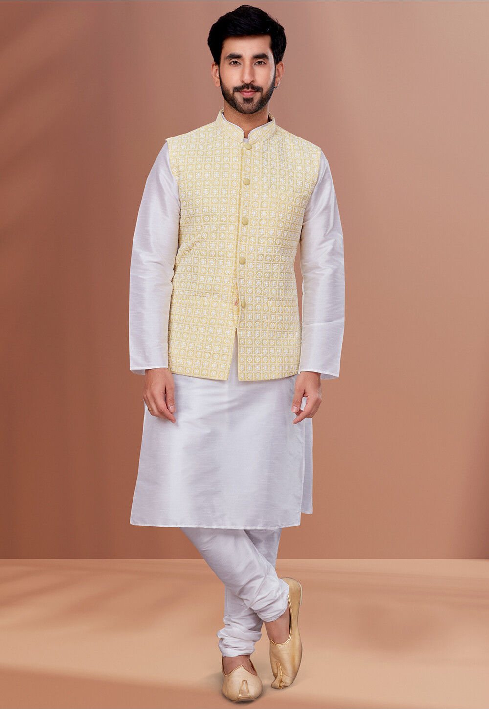 Yellow and best sale white kurta pajama