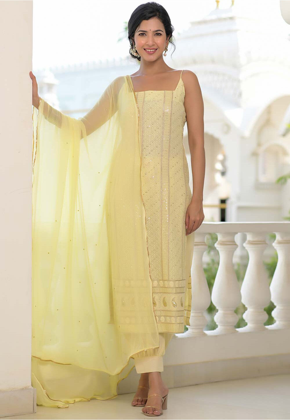 Yellow colour punjabi suit design store